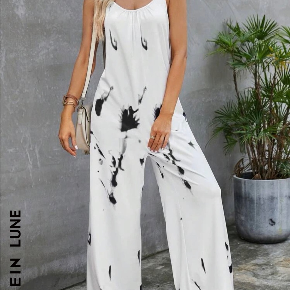 SHEIN LUNE Tie Dye Wide Leg Cami Jumpsuit